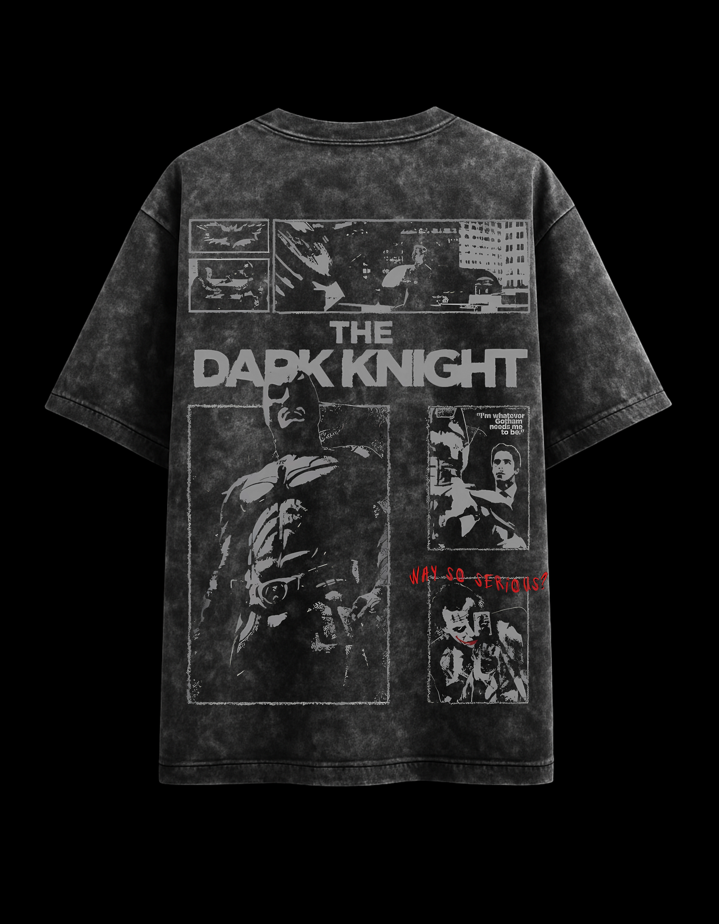 Batman The Dark Knight Acid Wash Oversized Tee Plot Armour