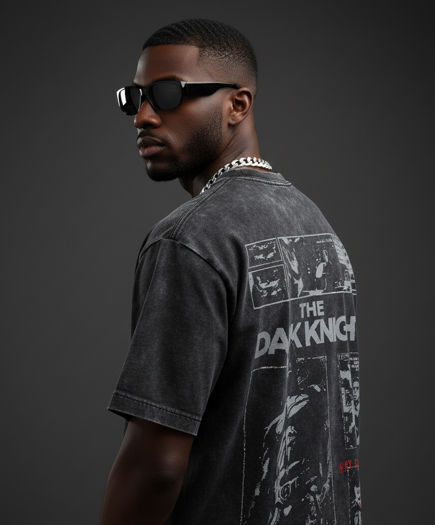 Batman The Dark Knight Acid Wash Oversized Tee Plot Armour