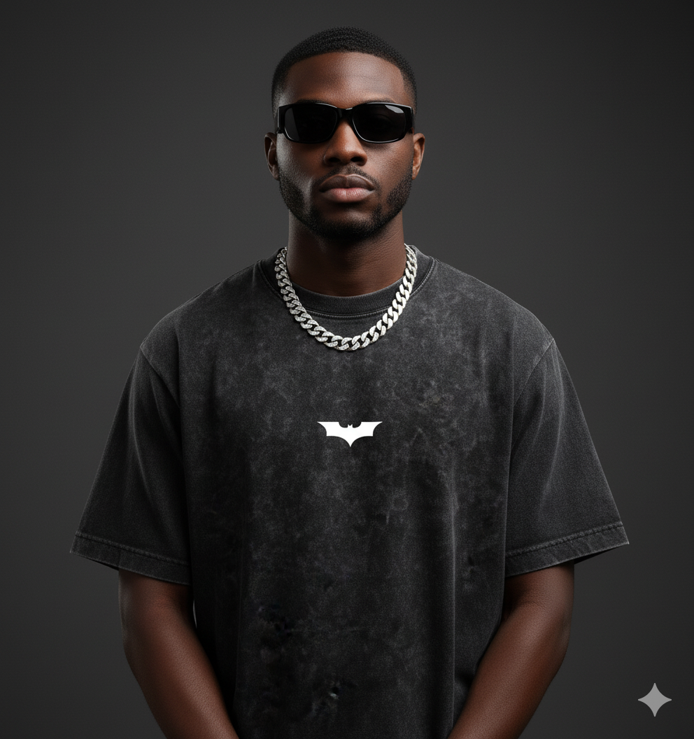 Batman The Dark Knight Acid Wash Oversized Tee Plot Armour