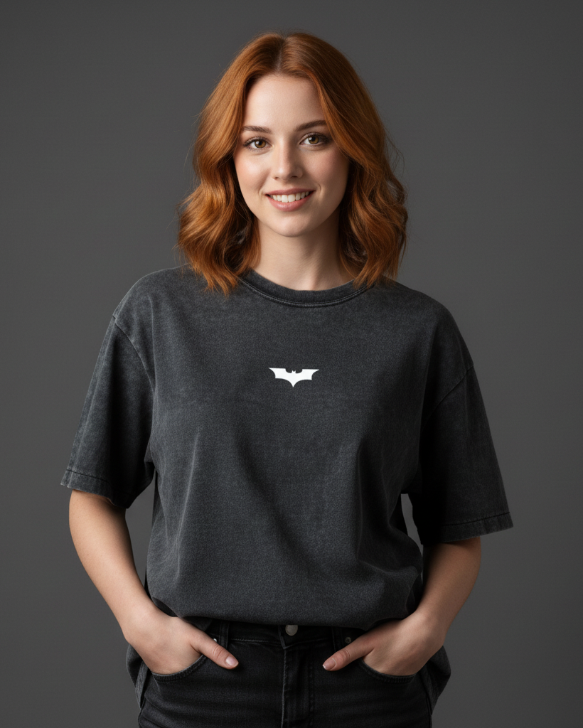 Batman The Dark Knight Acid Wash Oversized Tee