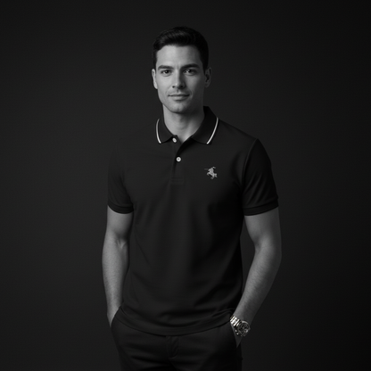 Black Polo T-Shirt - Premium Cotton Lycra Blend - Cavalier Collection PlotArmour Store Polo T-Shirts
