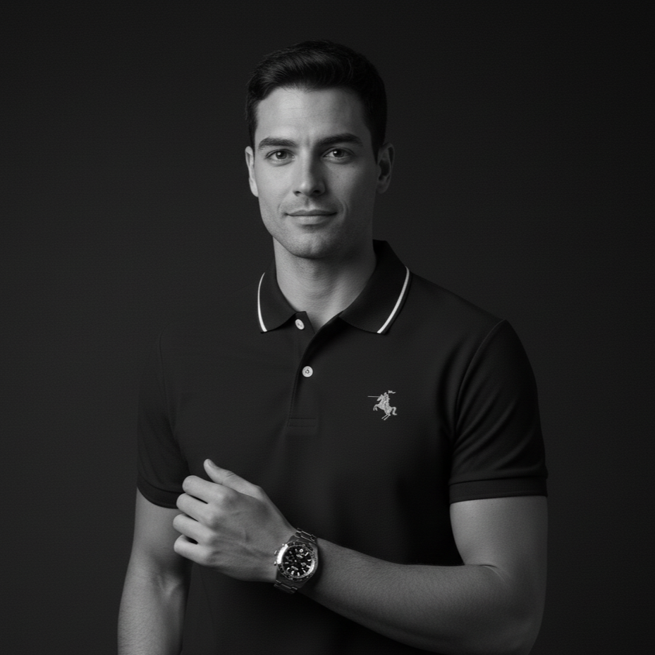 Black Polo T-Shirt - Premium Cotton Lycra Blend - Cavalier Collection PlotArmour Store Polo T-Shirts