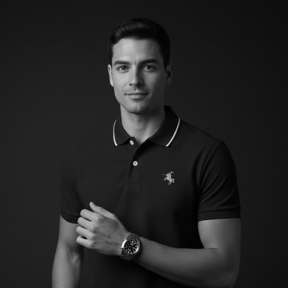 Black Polo T-Shirt - Premium Cotton Lycra Blend - Cavalier Collection PlotArmour Store Polo T-Shirts