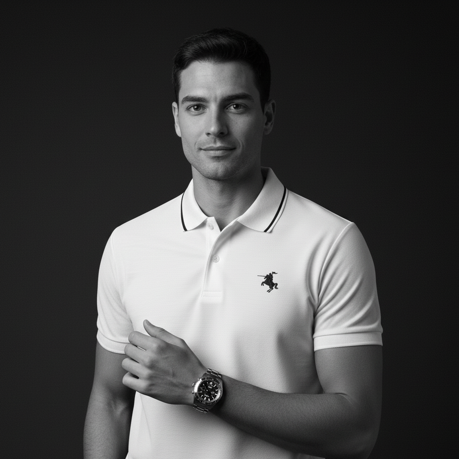 White Polo T-Shirt - Premium Cotton Lycra Blend - Cavalier Collection PlotArmour Store Polo T-Shirts