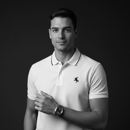 White Polo T-Shirt - Premium Cotton Lycra Blend - Cavalier Collection PlotArmour Store Polo T-Shirts