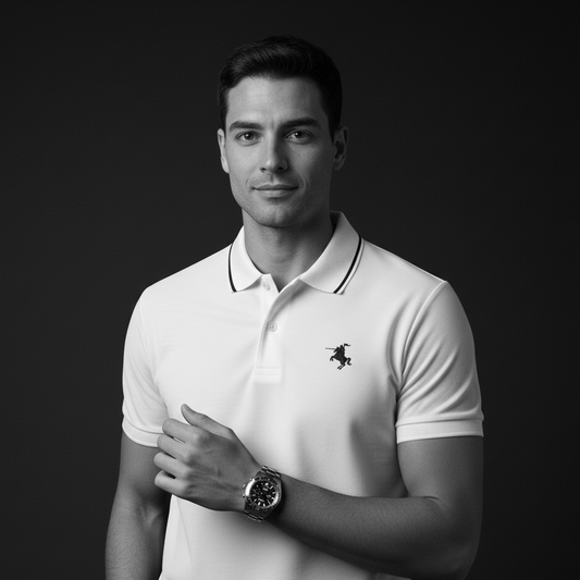 White Polo T-Shirt - Premium Cotton Lycra Blend - Cavalier Collection PlotArmour Store Polo T-Shirts