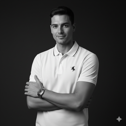 White Polo T-Shirt - Premium Cotton Lycra Blend - Cavalier Collection PlotArmour Store Polo T-Shirts