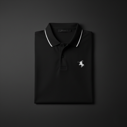 Black Polo T-Shirt - Premium Cotton Lycra Blend - Cavalier Collection PlotArmour Store Polo T-Shirts