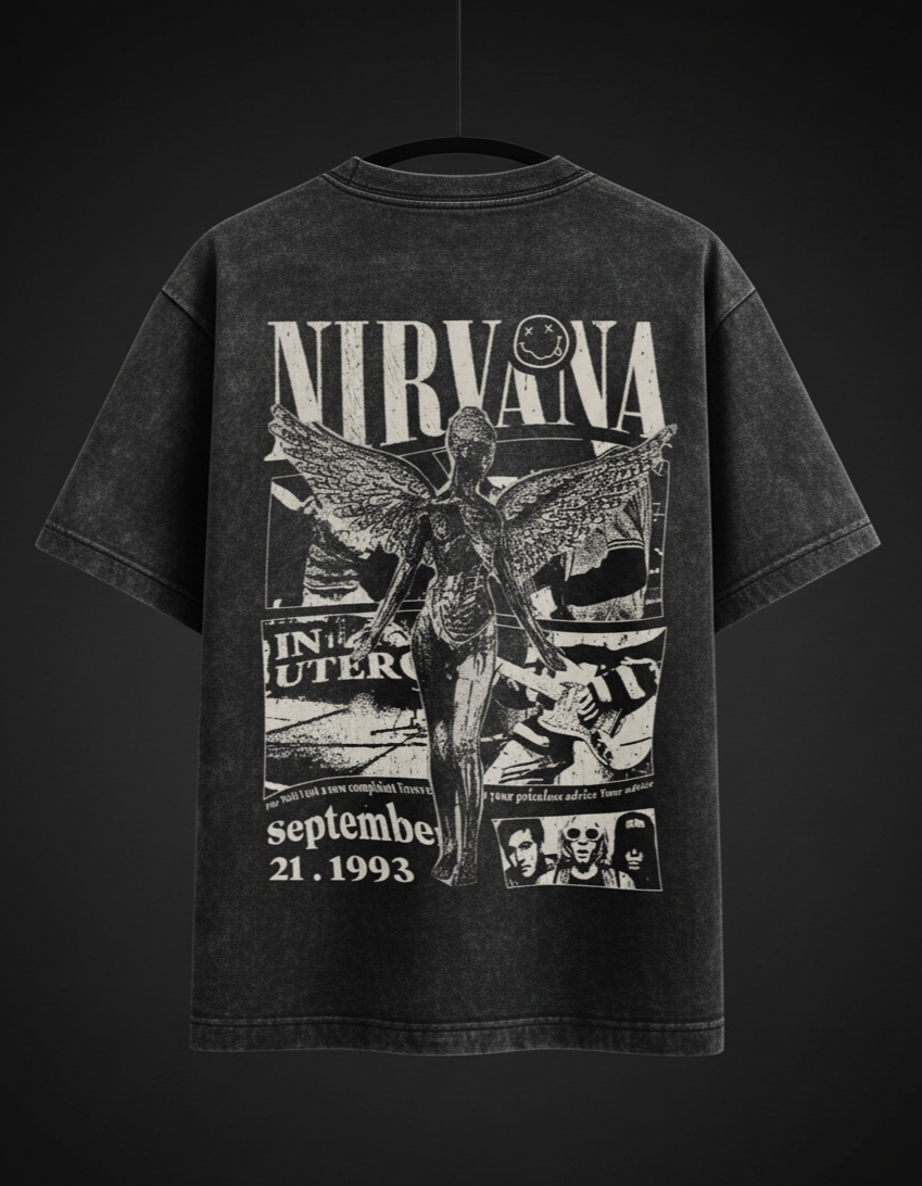 Nirvana Acid Wash Oversized Tee Plot Armour