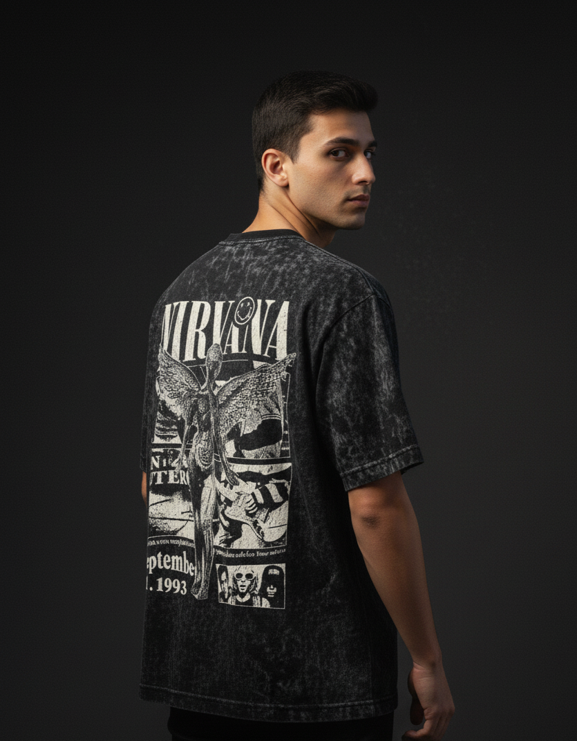Nirvana Acid Wash Oversized Tee Plot Armour